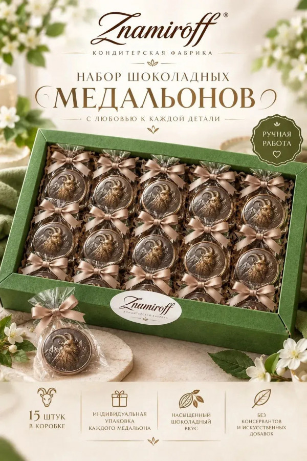 №1 Фигурный шоколад набор Медальоны Козлики(15шт по 40г) в Коркине