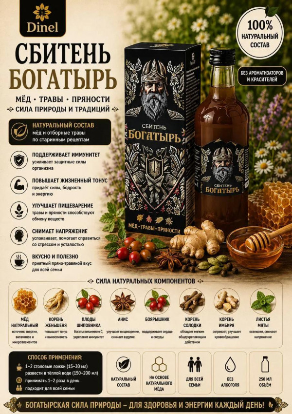 №2 Сбитень Богатырь, 250мл  в Коркине