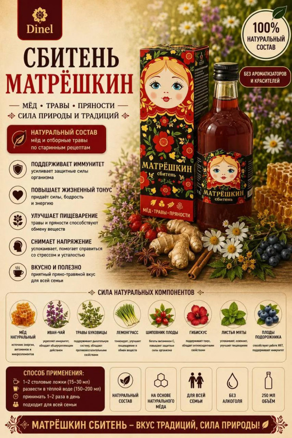 №2 Сбитень Матрёшкин, 250мл  в Коркине